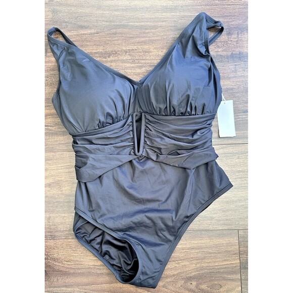 Bleu by Rod Beattie Women's Plus size Molded-Cup Cutout Front One-Piece Swimsuit - Picture 1 of 4